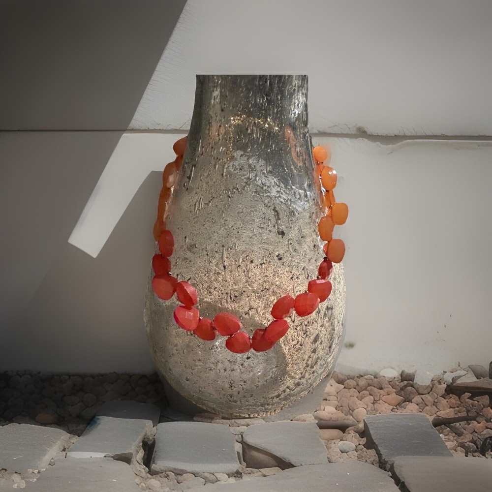 Dana Buchman Gold‎ Tone Orange Amber Tone Faceted Drops Bold Chunk Necklace